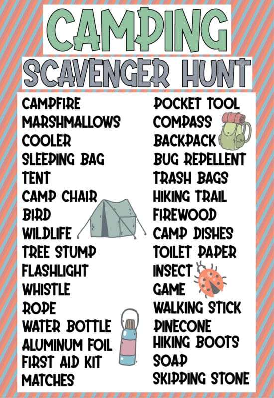 Free Printable Camping Scavenger Hunt - Play Party Plan