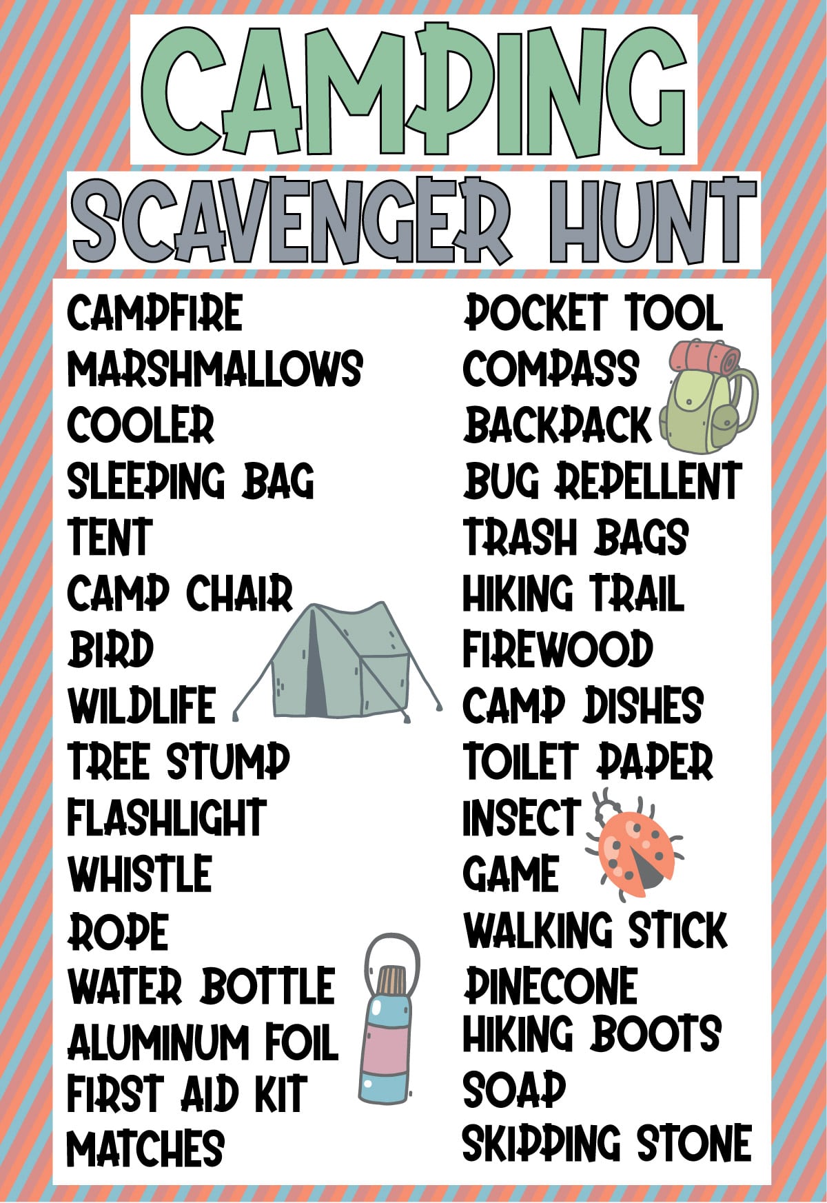 Camping Scavenger Hunt For Kids Printable
