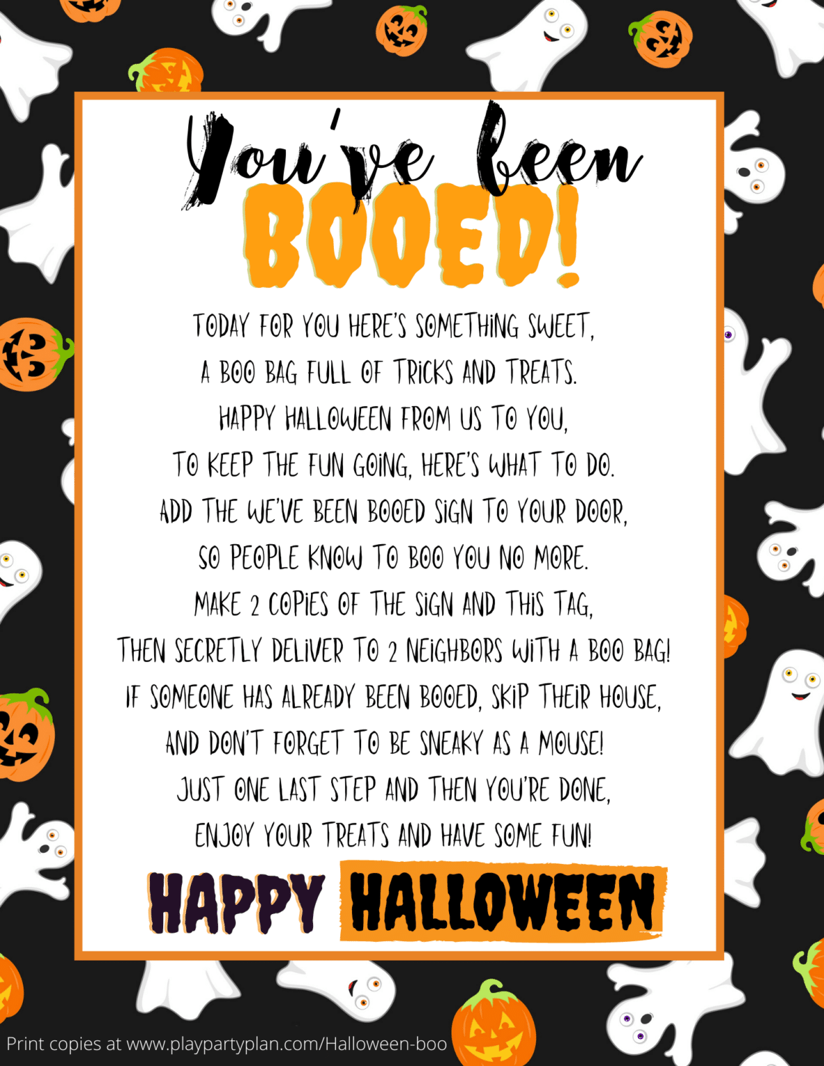 Free You've Been Booed Signs & Halloween Boo Ideas Play Party Plan