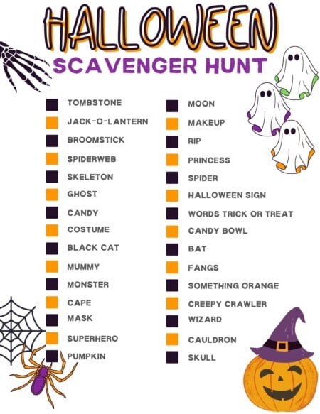 Free Printable Neighborhood Halloween Scavenger Hunt