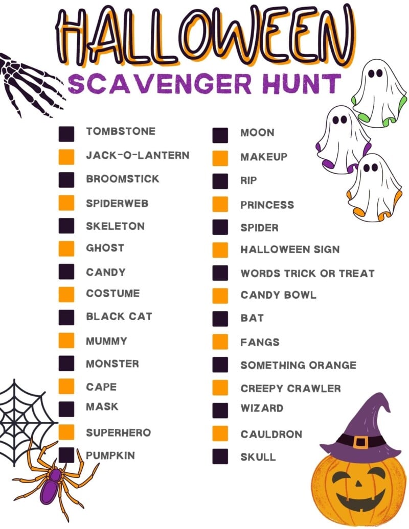 Free Printable Neighborhood Halloween Scavenger Hunt