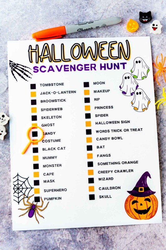 Free Printable Neighborhood Halloween Scavenger Hunt - 48