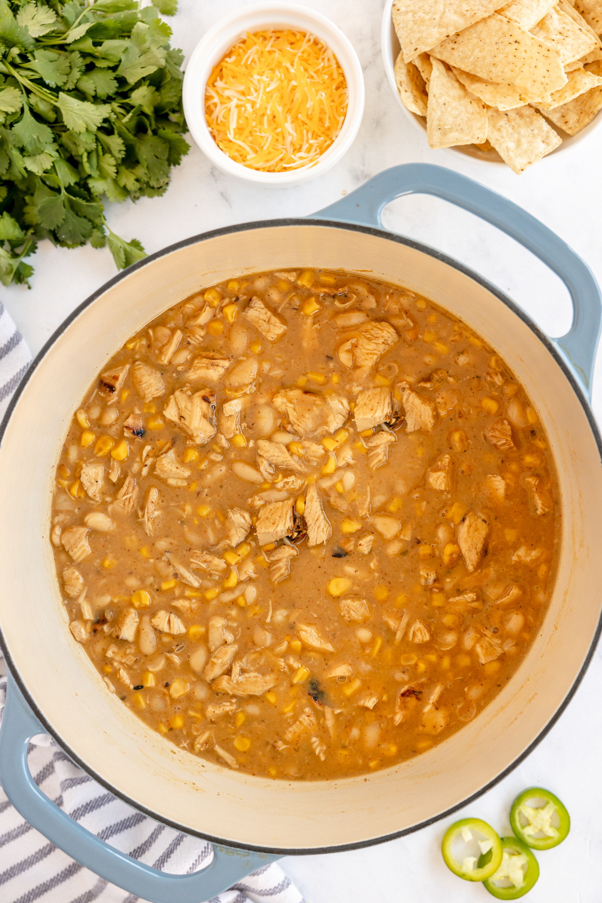 pot of white chicken chili