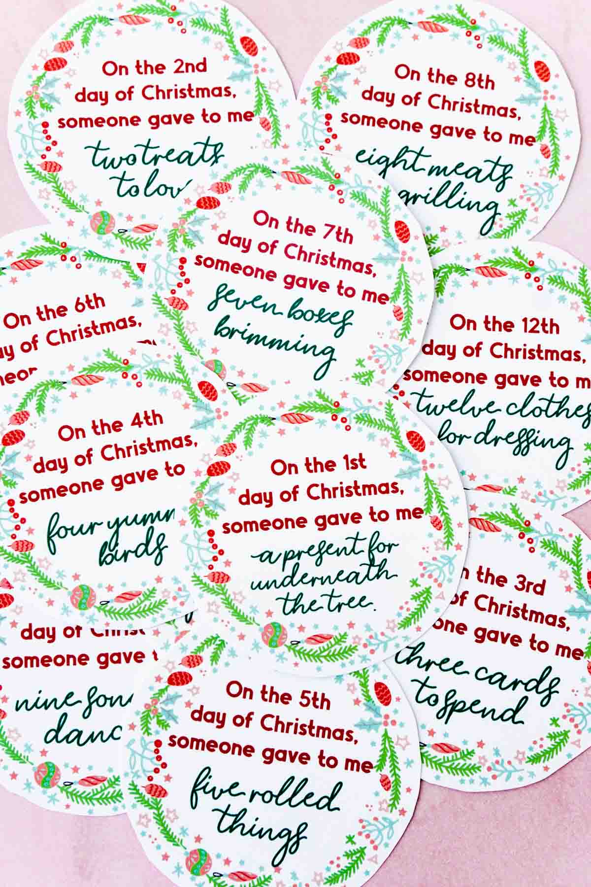 creative 12 days of christmas gifts free gift tags play party plan