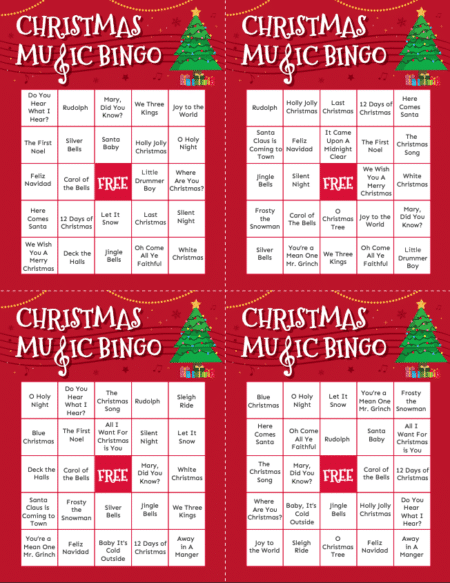 Free Printable Christmas Music Bingo Cards - Play Party Plan