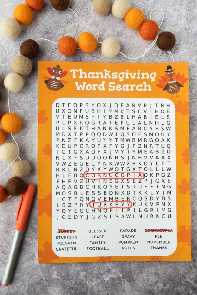 Free Printable Thanksgiving Word Search - Play Party Plan