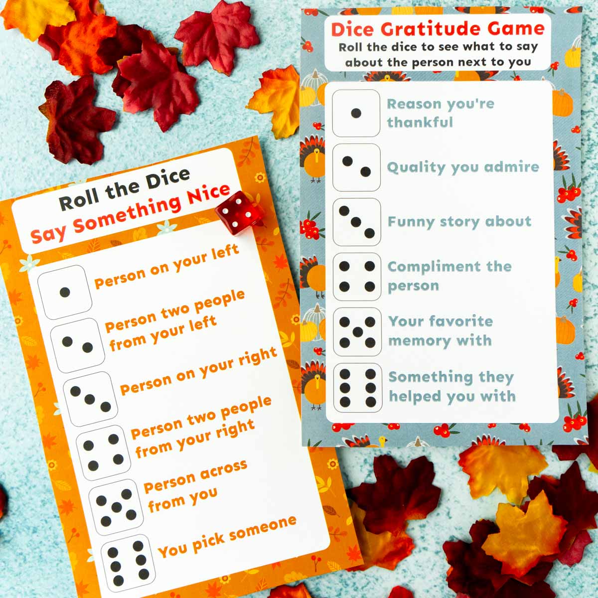 Thanksgiving Party Games Roll the Dice Family Game Night 