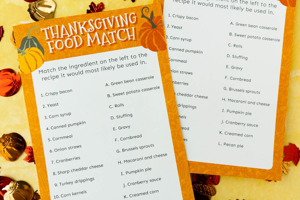 Free Printable Thanksgiving Matching Game - Play Party Plan