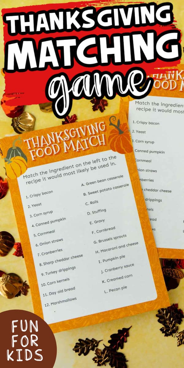 Free Printable Thanksgiving Matching Game - Play Party Plan