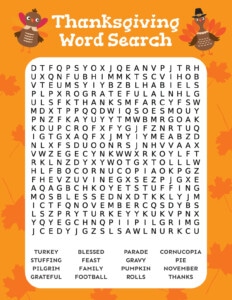 Free Printable Thanksgiving Word Search - Play Party Plan