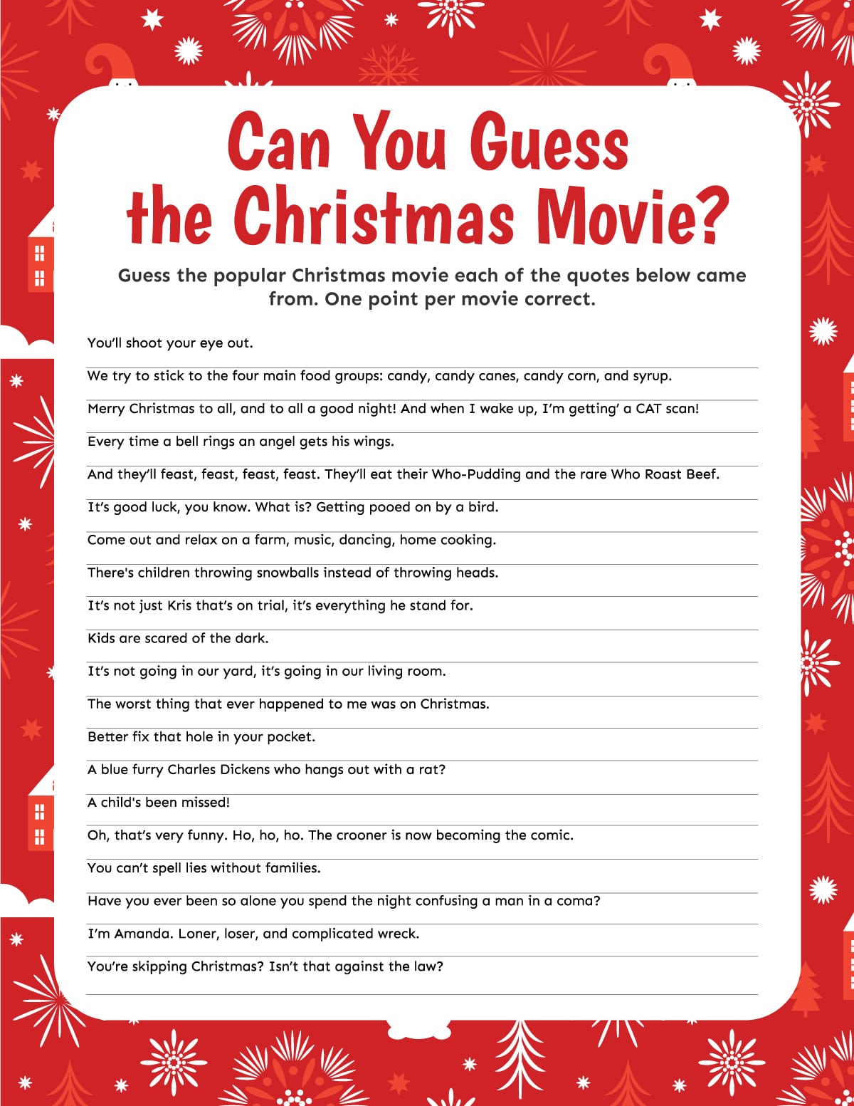 3 Christmas Movie Trivia Games Free Printable  Play Party Plan