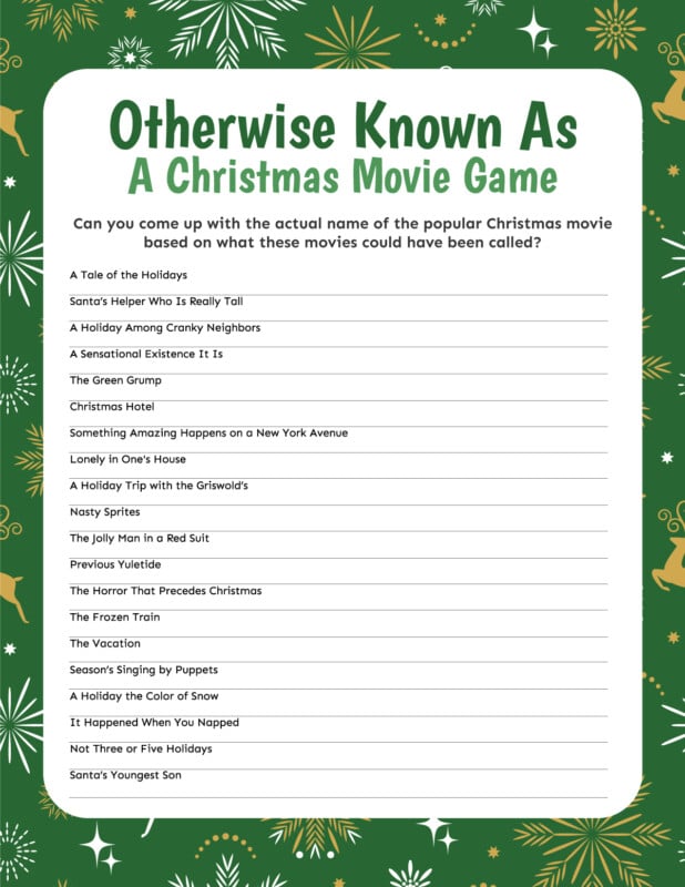 3 Christmas Movie Trivia Games Free Printable Play Party Plan