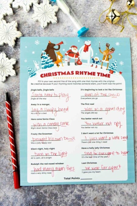 Christmas Rhyme Game {Free Printable!} - Play Party Plan