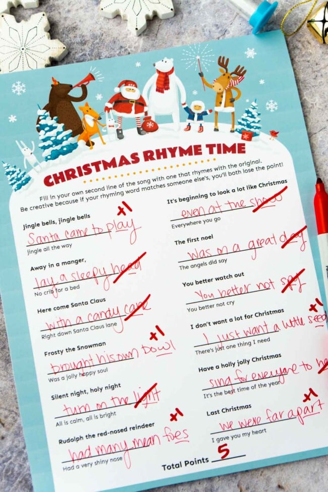 Christmas Rhyme Game {Free Printable!} - Play Party Plan