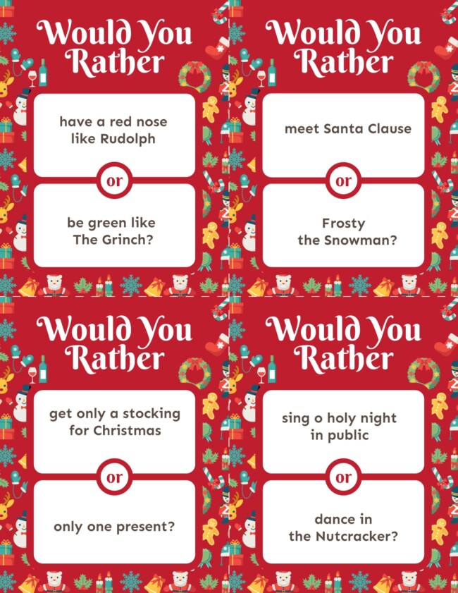 75 Christmas Would You Rather Questions & Game - Play Party Plan