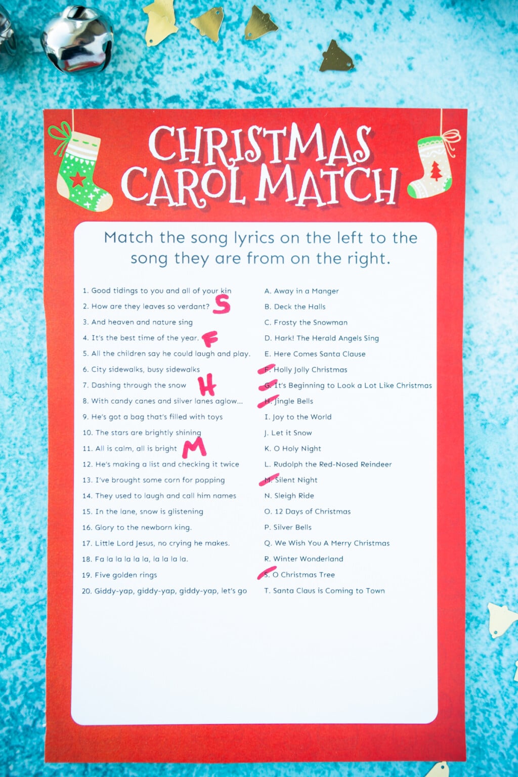 Match the Christmas Carol Game (Free Printable!) - Play Party Plan