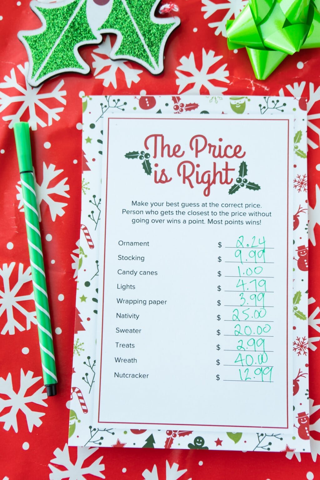 Festive Christmas Price is Right Game {Free Printable} Play Party Plan