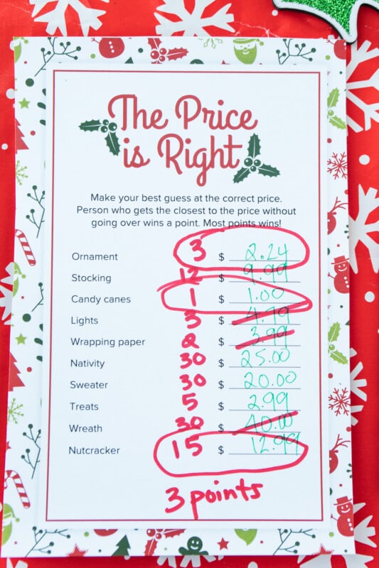 Festive Christmas Price is Right Game {Free Printable} Play Party Plan