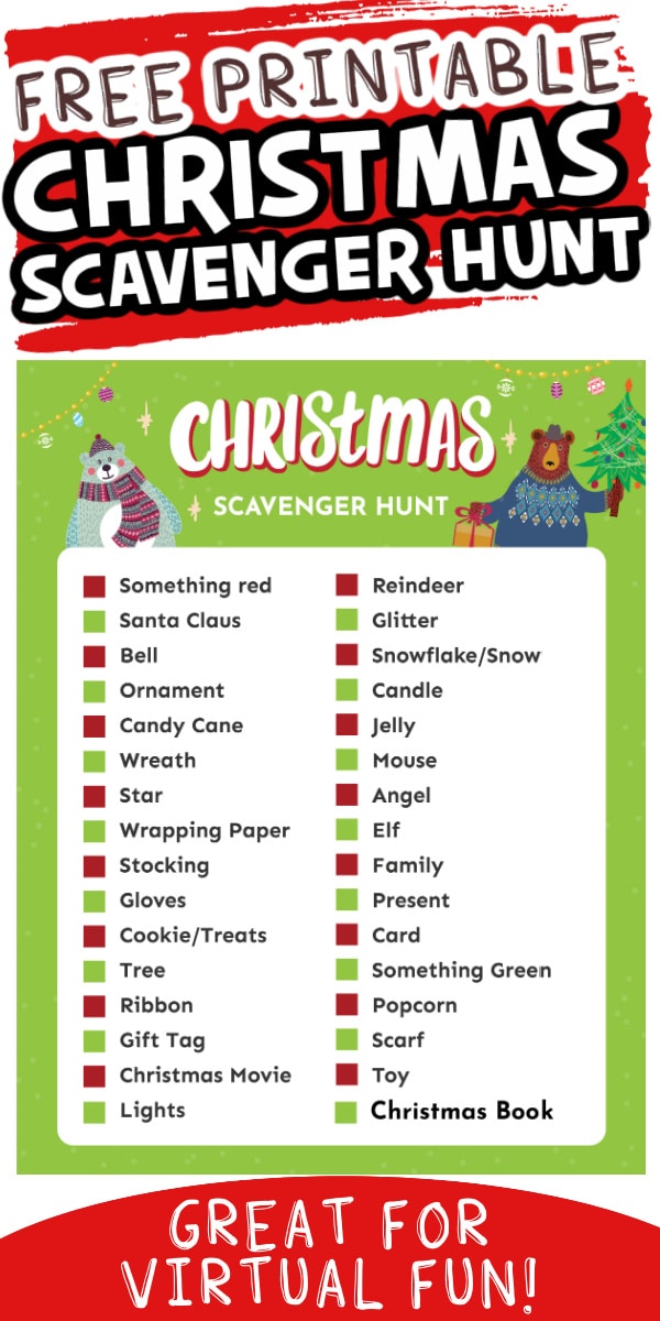 Free Printable Christmas Scavenger Hunt List - Play Party Plan