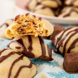 Snickers Cookies with Chocolate Drizzle - Play Party Plan