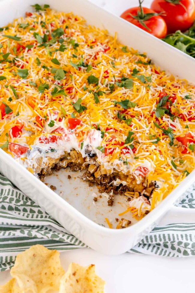 Easy Layered Taco Dip with Meat - Play Party Plan