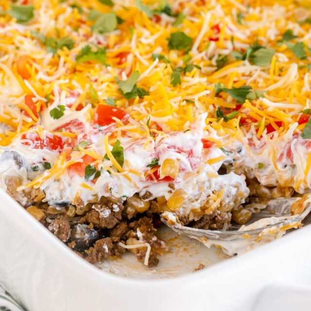 Easy Layered Taco Dip With Meat - Play Party Plan