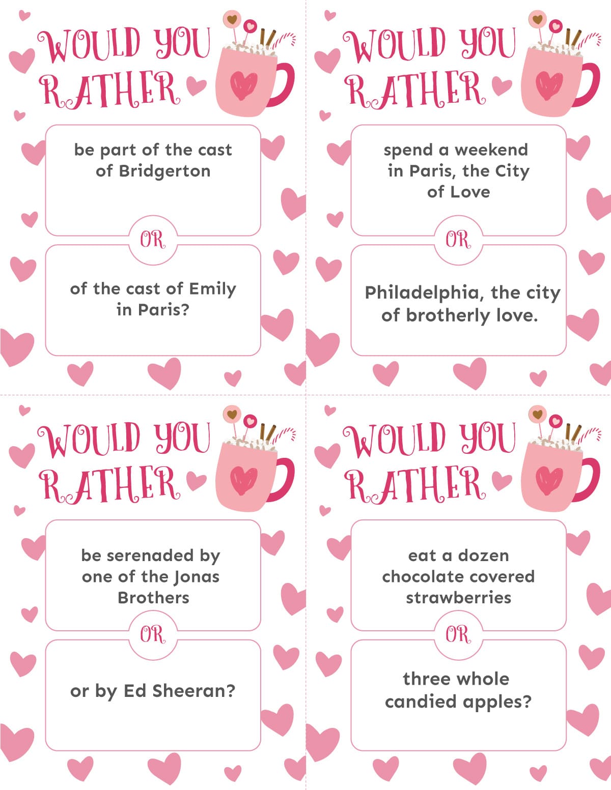Free Printable Valentines Would You Rather Game - 42