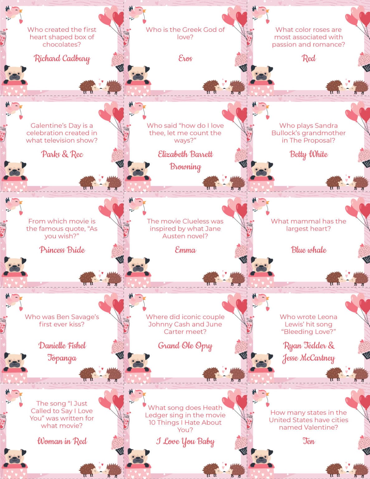 Free Printable Valentine s Day Trivia Game Play Party Plan