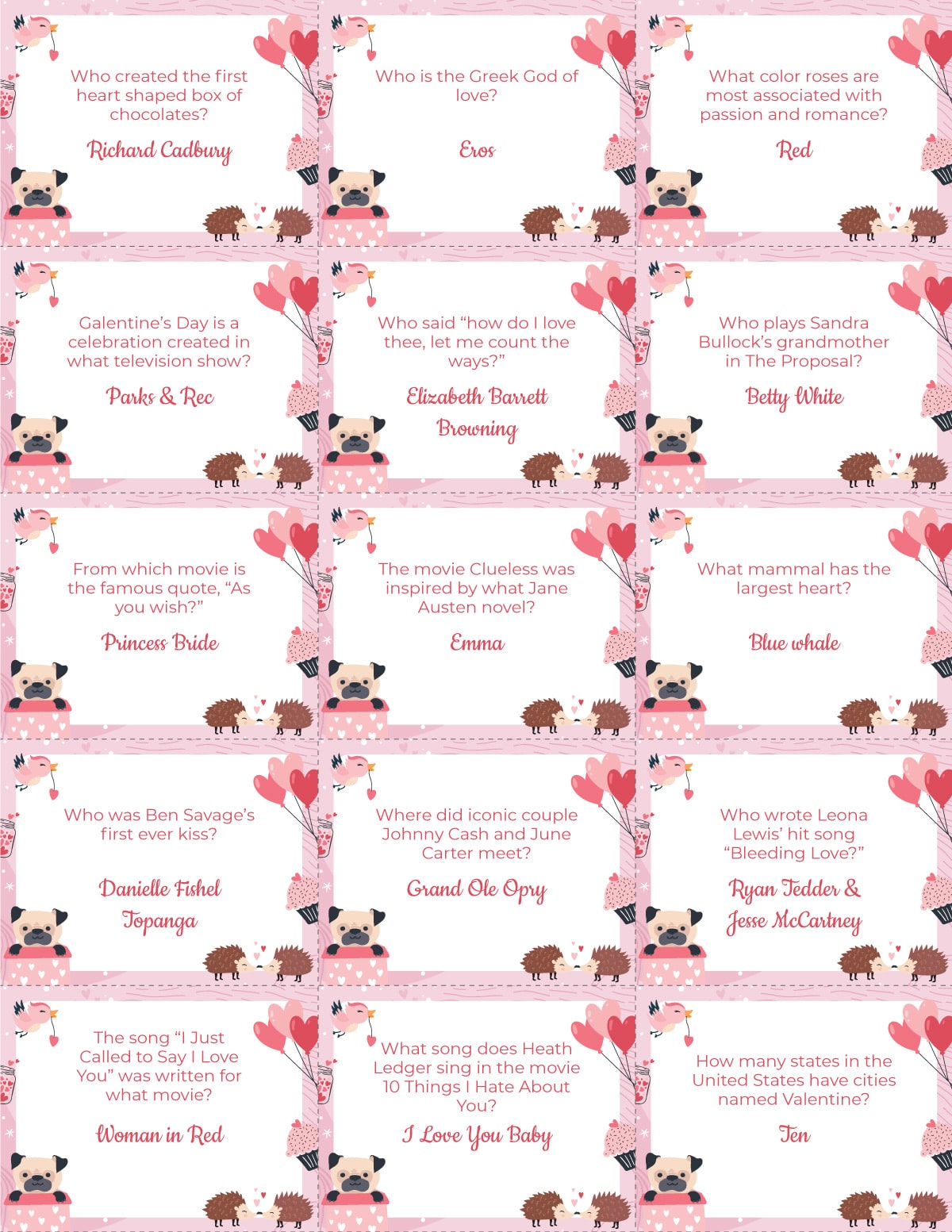 Printable Valentine S Day Trivia Questions