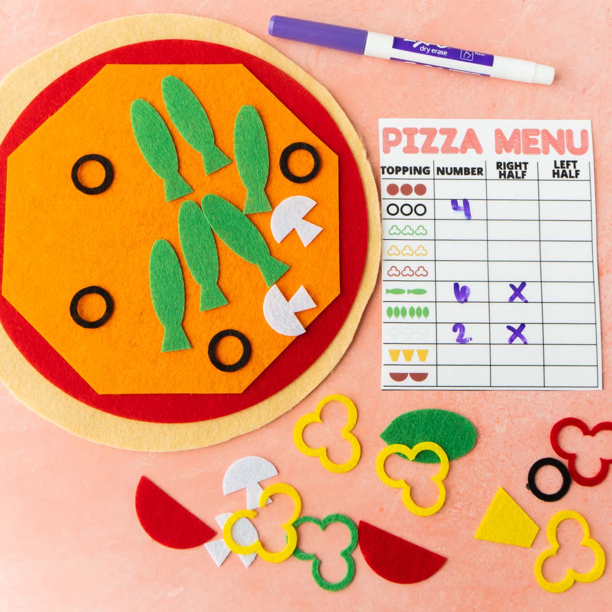 DIY Felt Pizza Pattern & Felt Activities for Kids