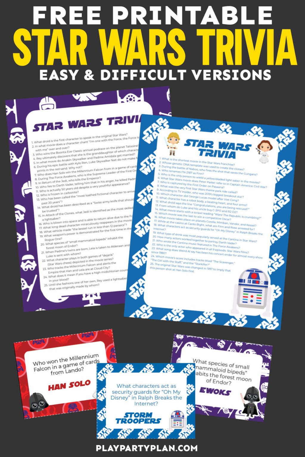 50+ Star Wars Trivia Questions & Printable Quiz Play Party Plan