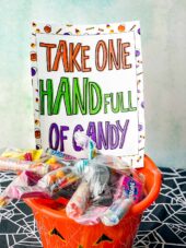 Free Printable Halloween Candy Signs & Hand Full Of Candy Idea