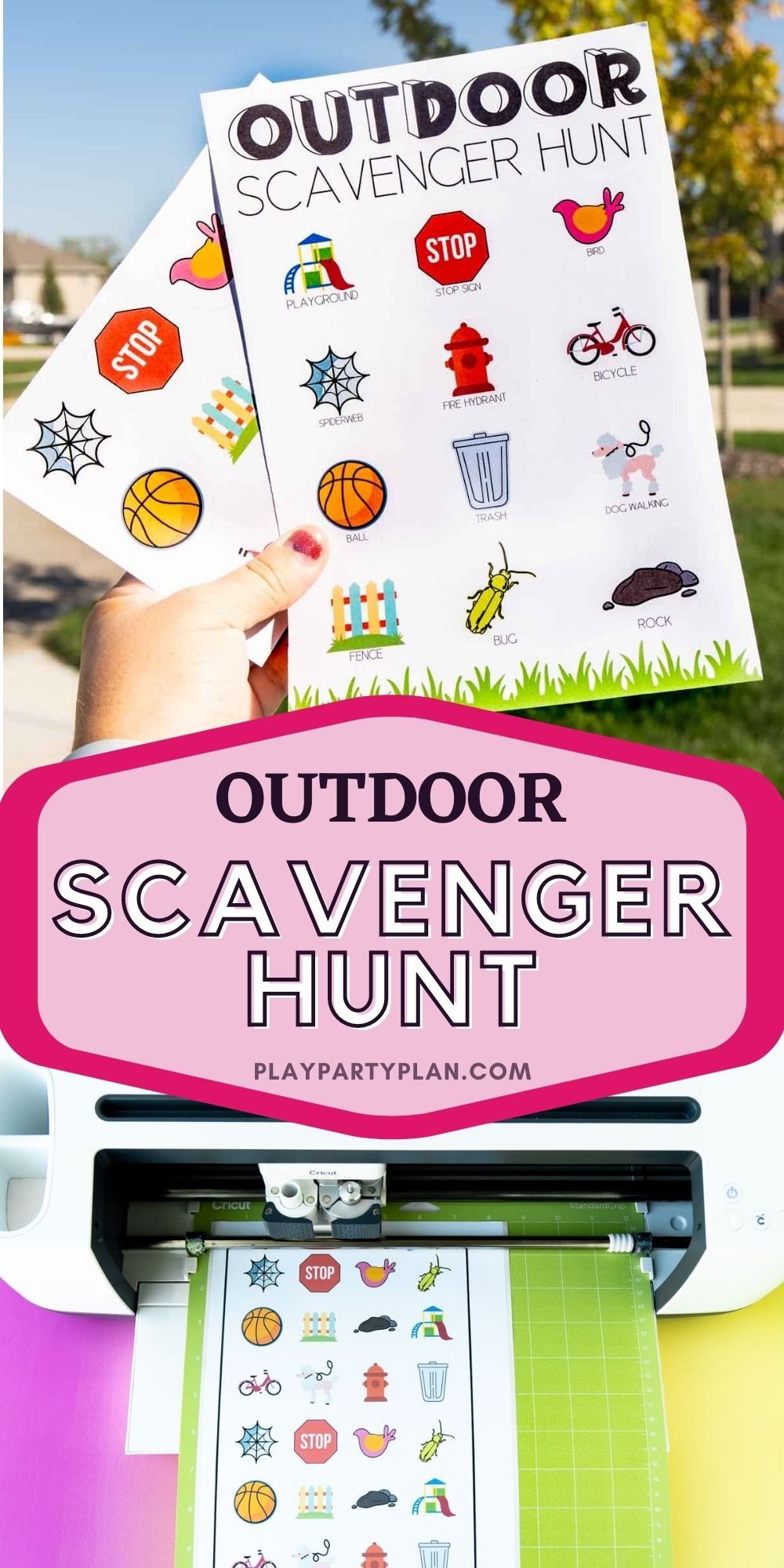 Outdoor Scavenger Hunt with Free Printable Stickers - Play Party Plan