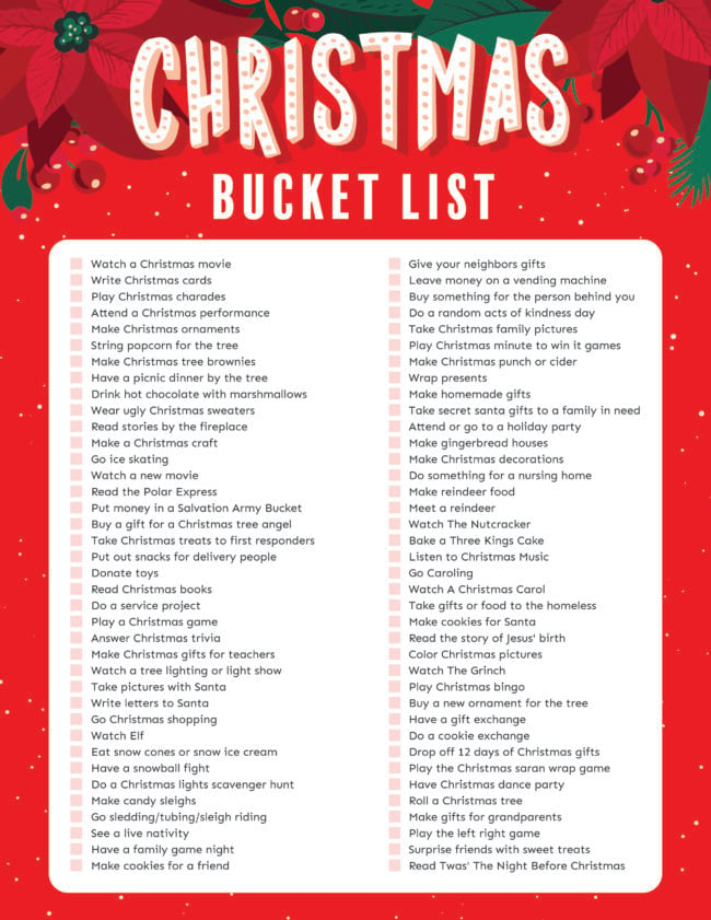 The Ultimate Christmas Bucket List {FREE PRINTABLE} Play Party Plan