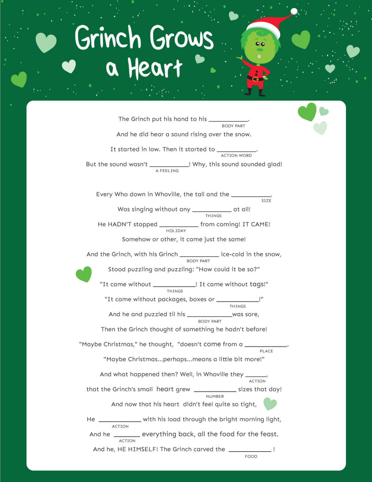 Hilarious Christmas Mad Libs {Free Printable} Play Party Plan