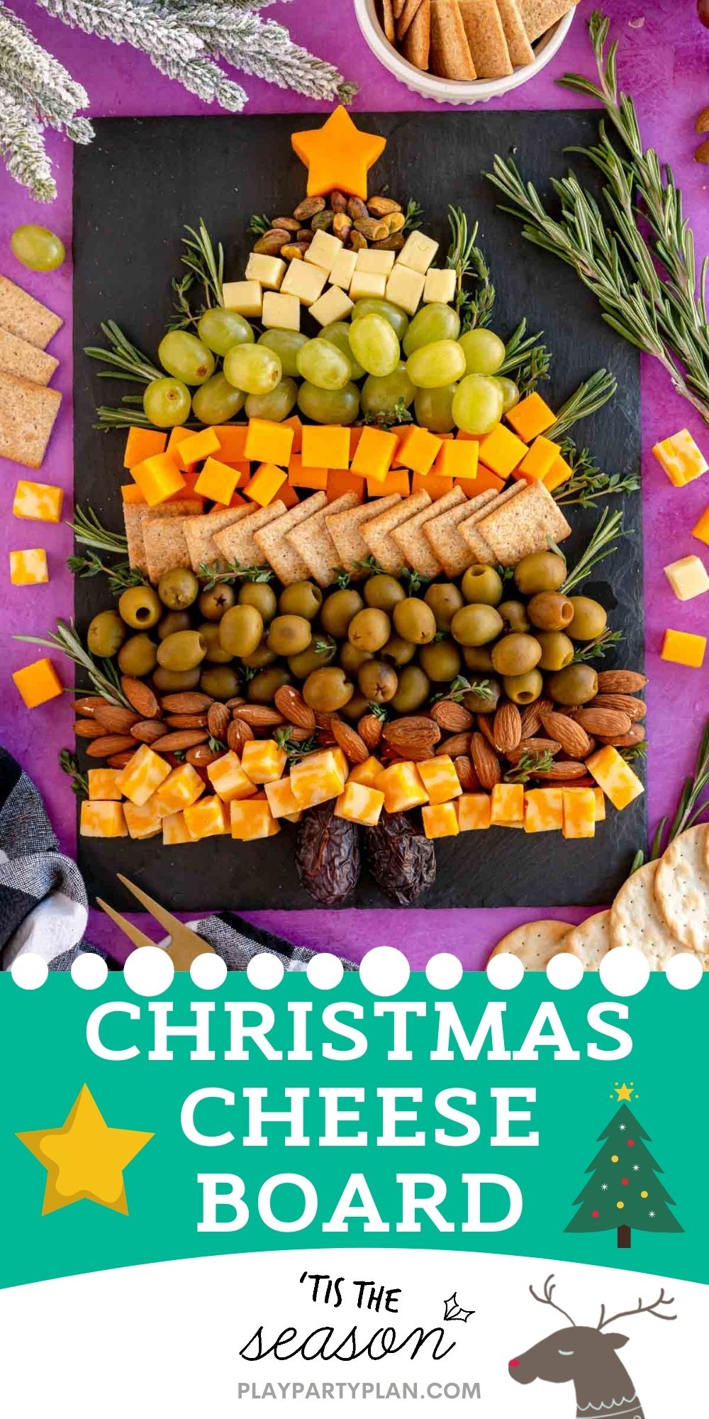 Festive Christmas Tree Cheese Board - Play Party Plan