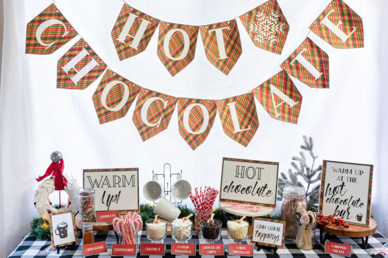 Hot chocolate bar setup with free printables