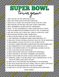 Free Printable Super Bowl Trivia Questions Game - Play Party Plan