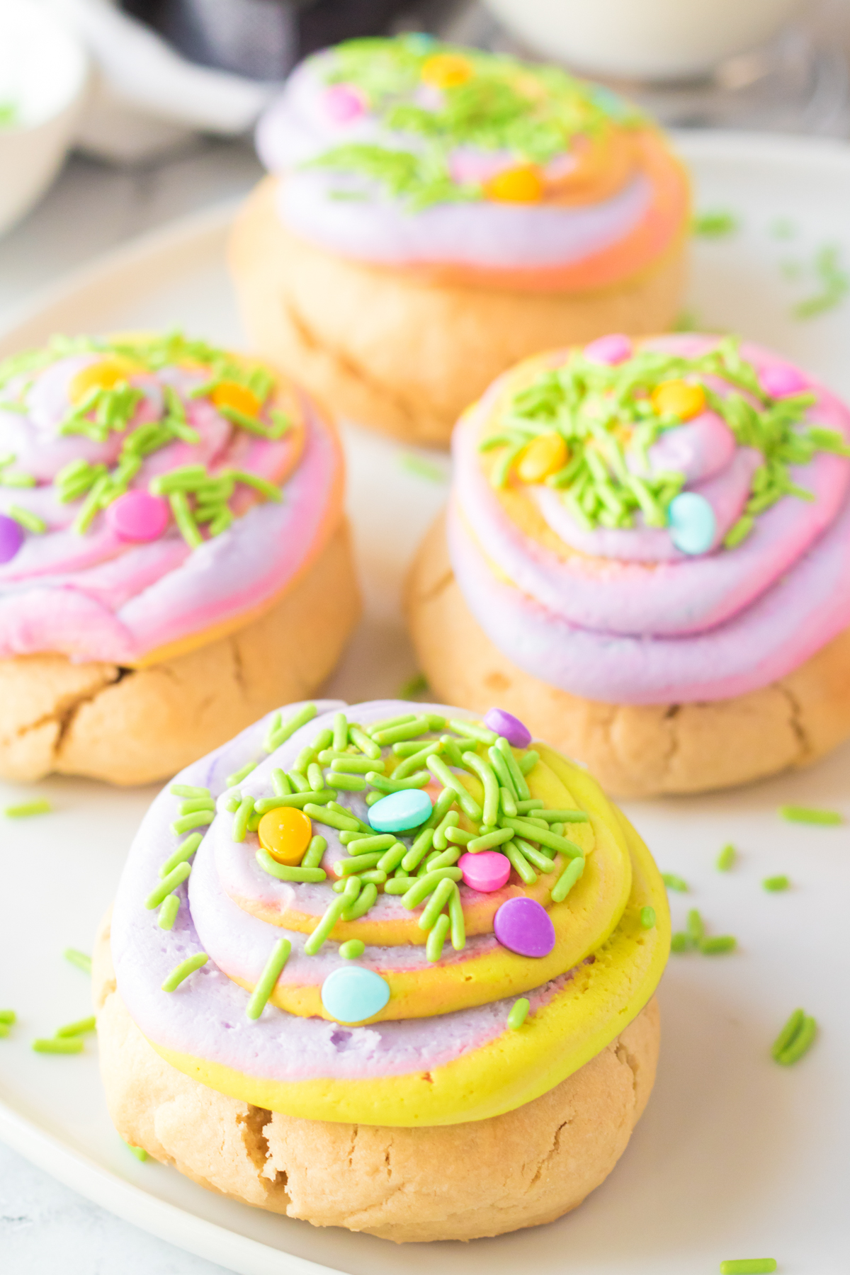 Easter cookies with frosting and sprinkles