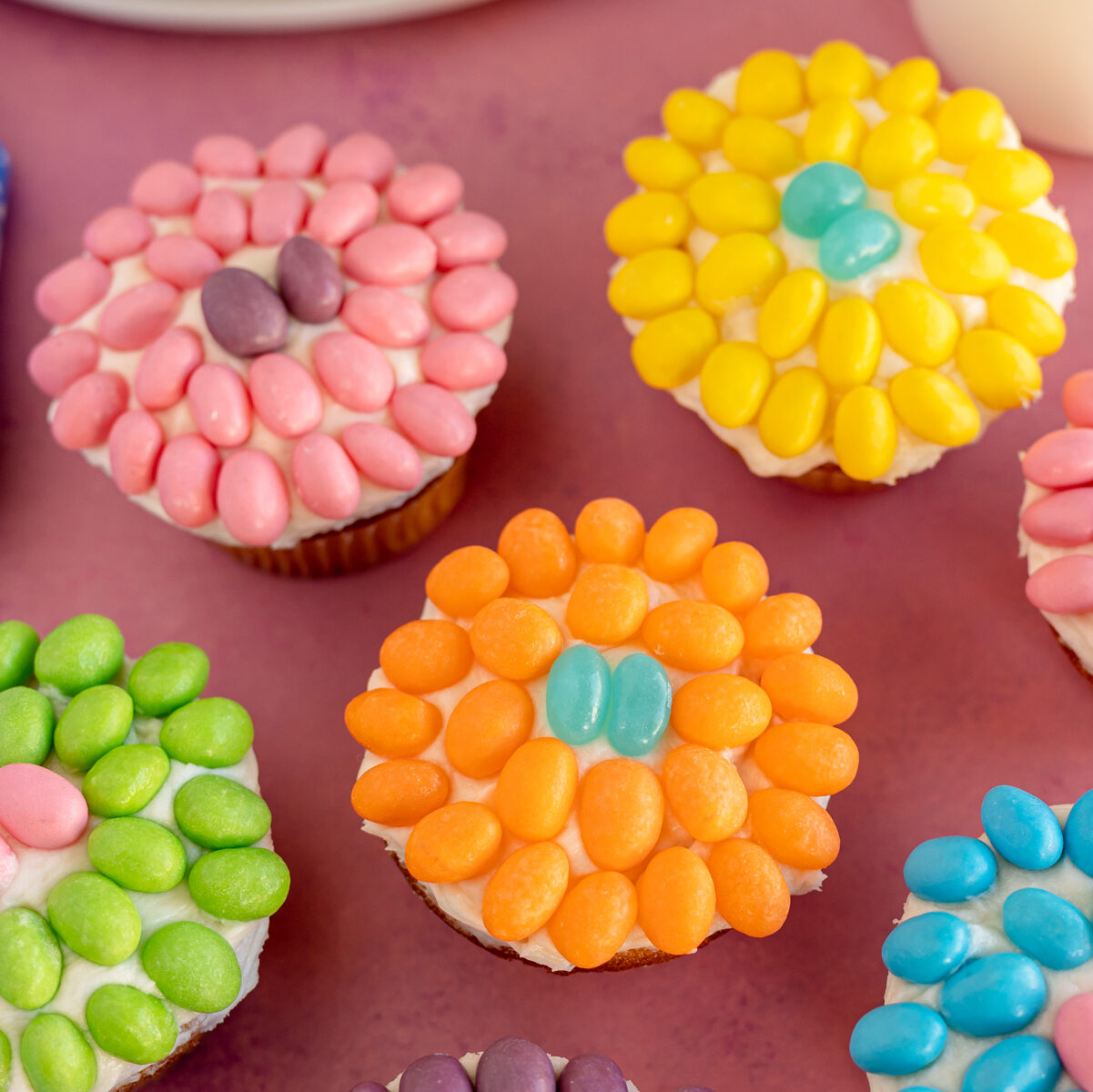 Jelly Bean Flower Cupcakes