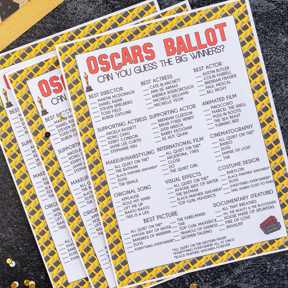 List Of Oscar Nominations 2024 Printable Bookmarks Angil Brandea