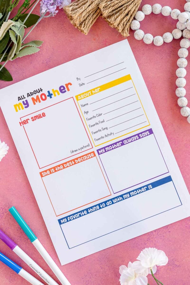 All About My Mom Printable {FREE Download} - Play Party Plan