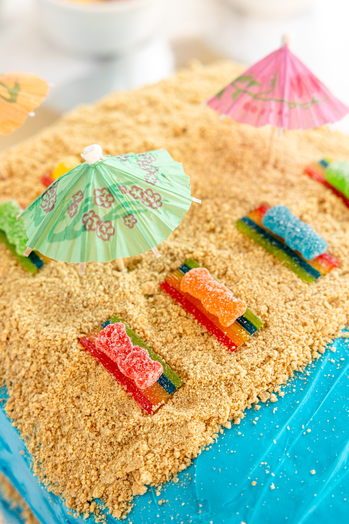 graham cracker sand on a beach cake