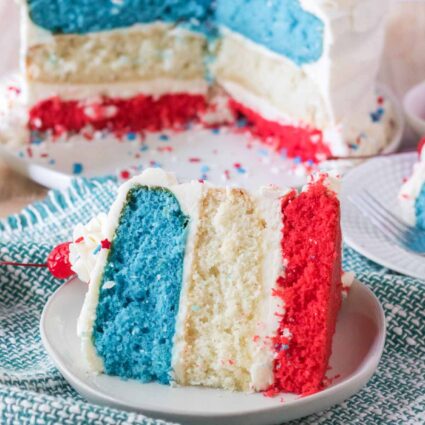 Red White and Blue Layer Cake Recipe for 4th of July - Play Party Plan