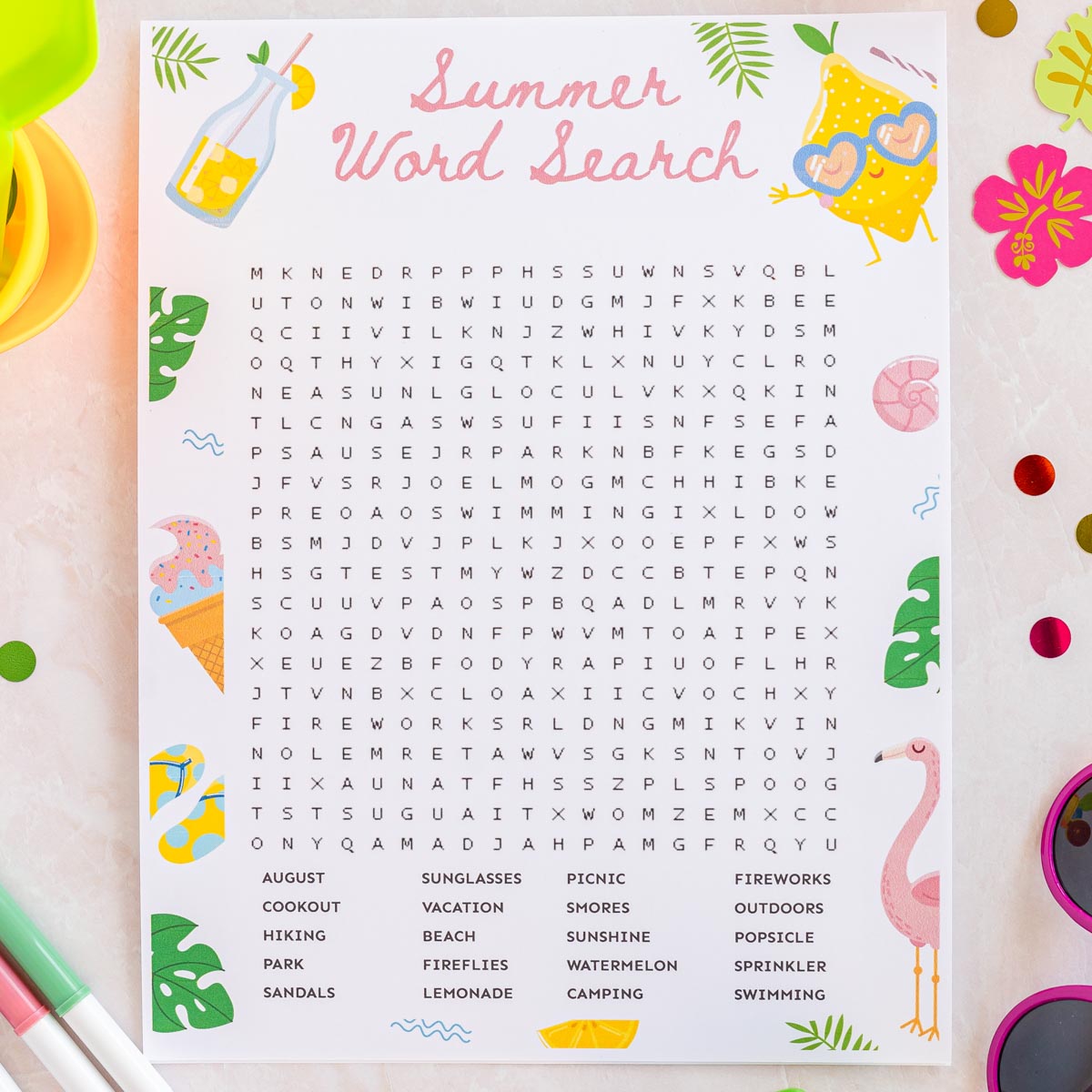 Free Printable Summer Word Search