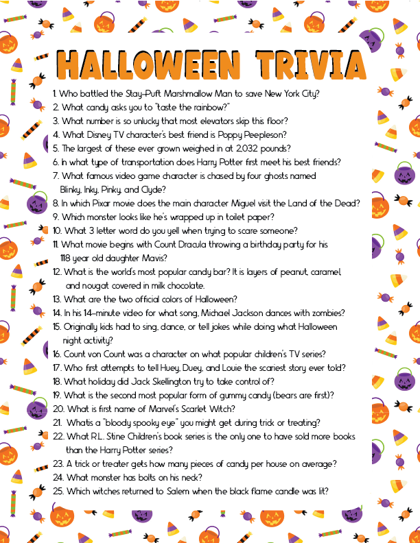 Free Printable Halloween Trivia Questions 2023 