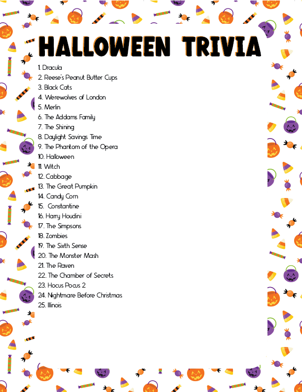 Free Printable Witch Trivia Quiz for Halloween