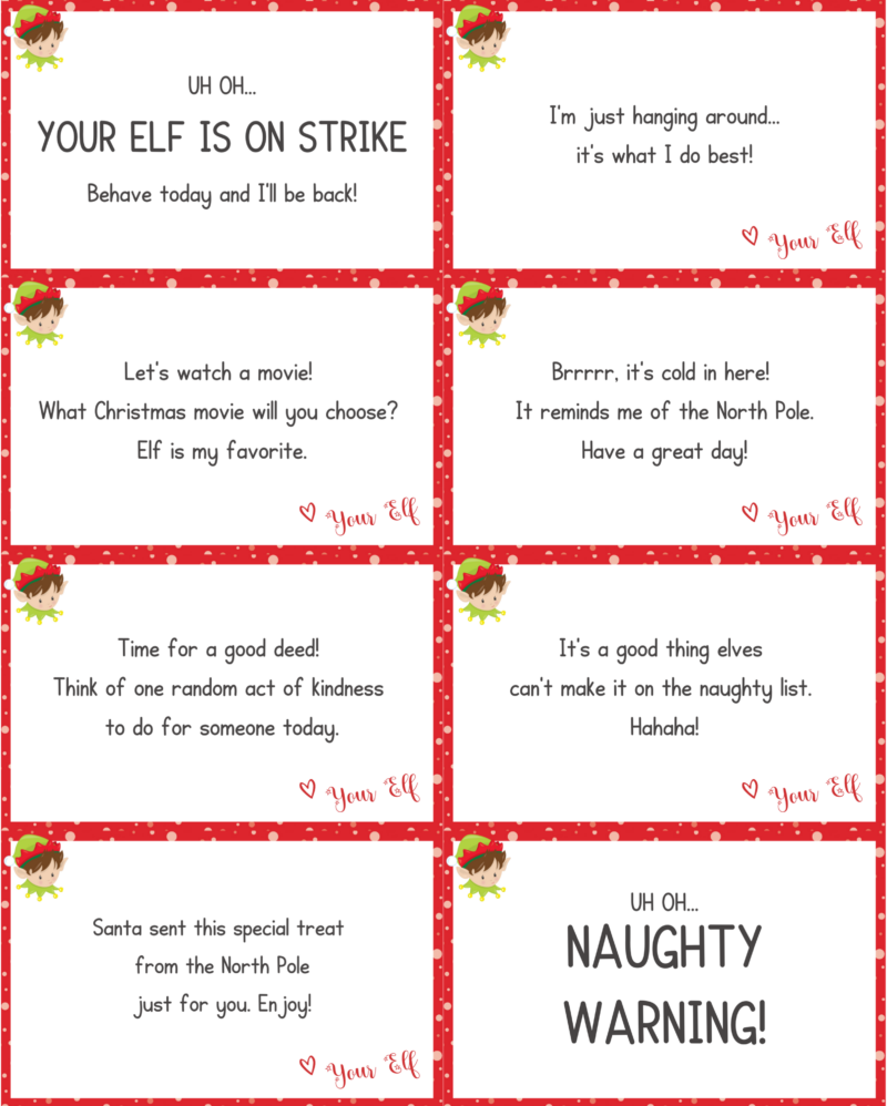 32 Free Elf on the Shelf Printable Notes Play Party Plan