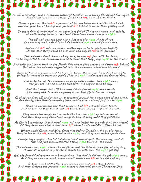 Fun Left Right Christmas Game (4 Printable Stories) - Play Party Plan