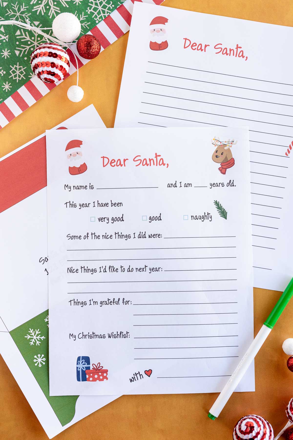 santa letter template for kindergarten